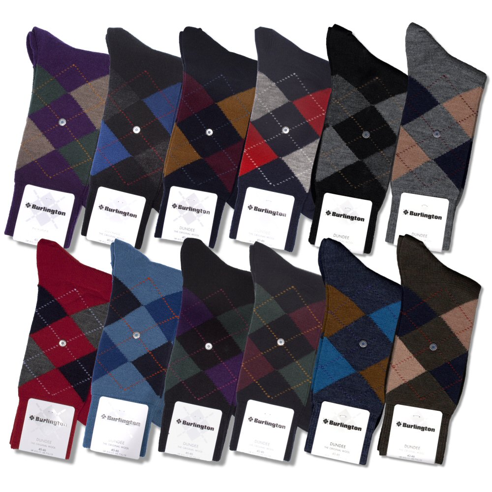 Original Burlington Dundee Pair of Wool Argyle Ankle Socks 6.5 11